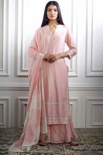 Pink Chanderi Kurti and Sharara Set