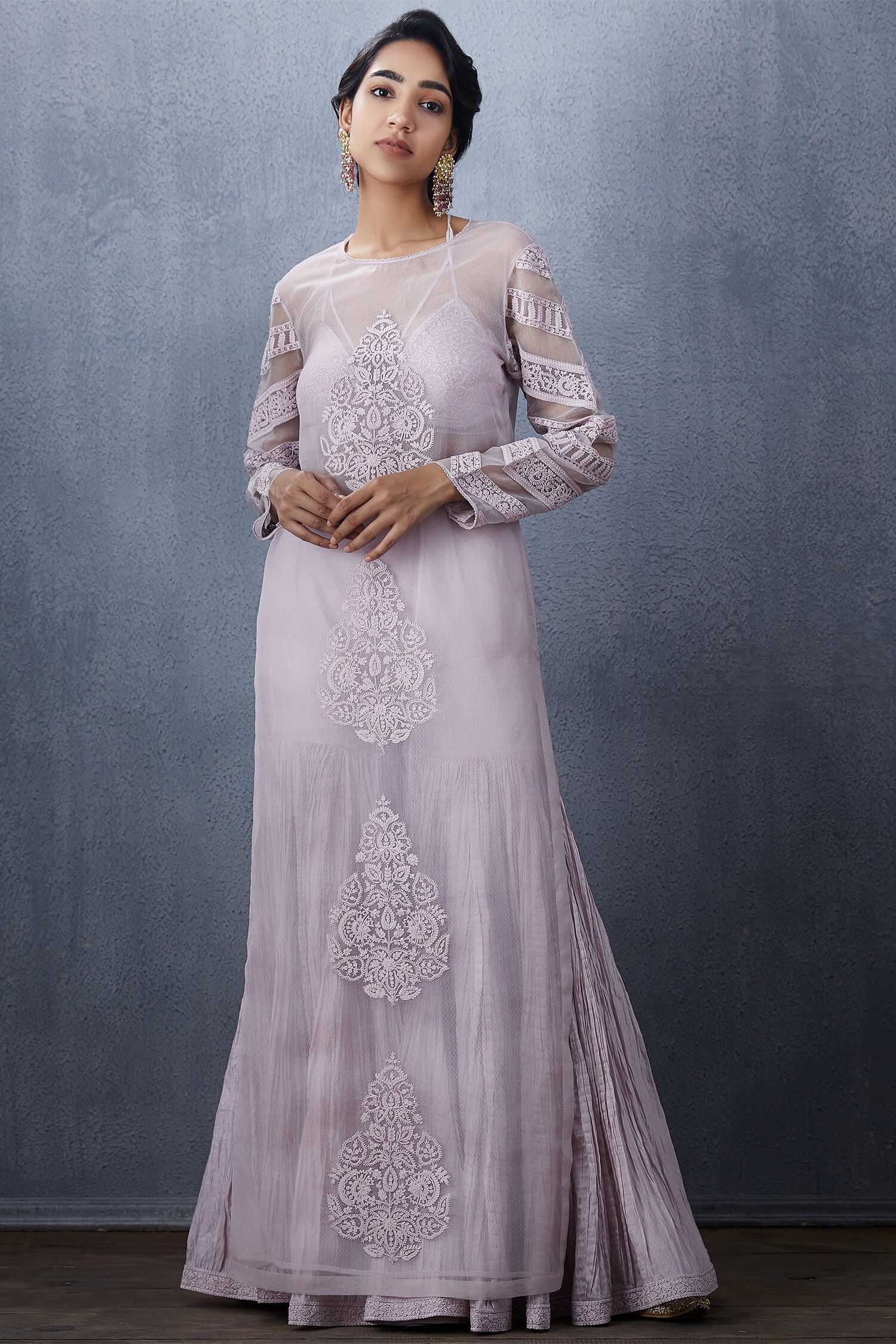 Buy Torani Purple Embroidered Organza Kurta Online Aza Fashions