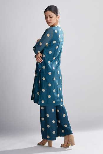 Green Silk Polka Dots Kurta main image 1