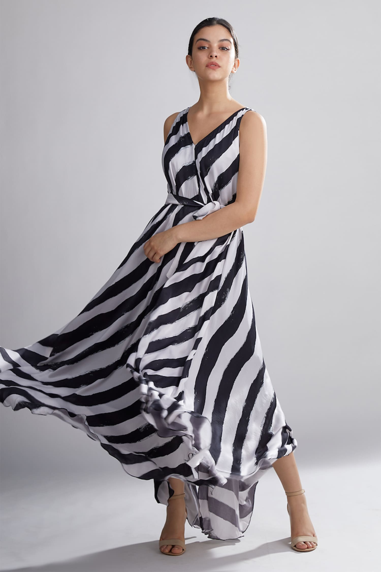 Silk striped outlet dress