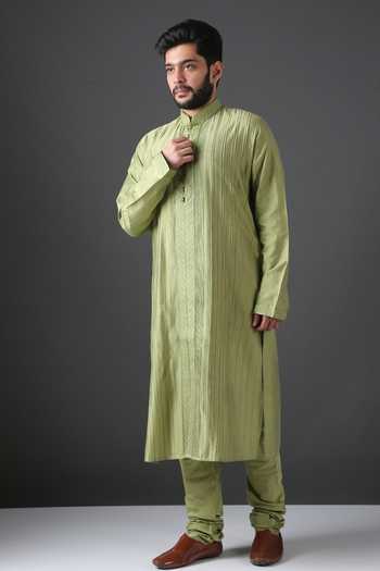 Pintuck Short Kurta Forest Green