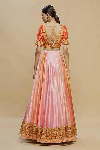 Komal Blush Pink Hand-Embroidered Kalidar Lehenga Set