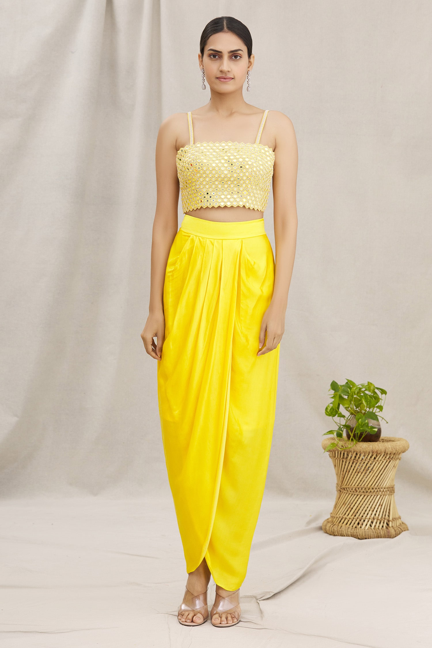 Buy Embellished Top & Dhoti Skirt Set by Kresha Lulla at Aza Fashions