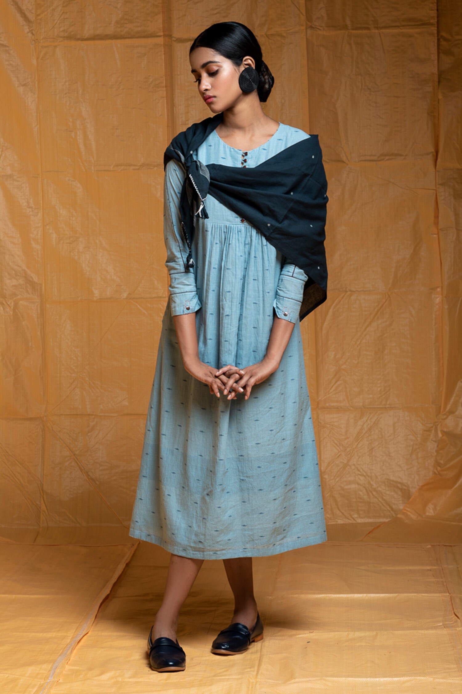 Buy ArteAlter Blue Handloom Cotton Jamdani Dress Online Aza Fashions