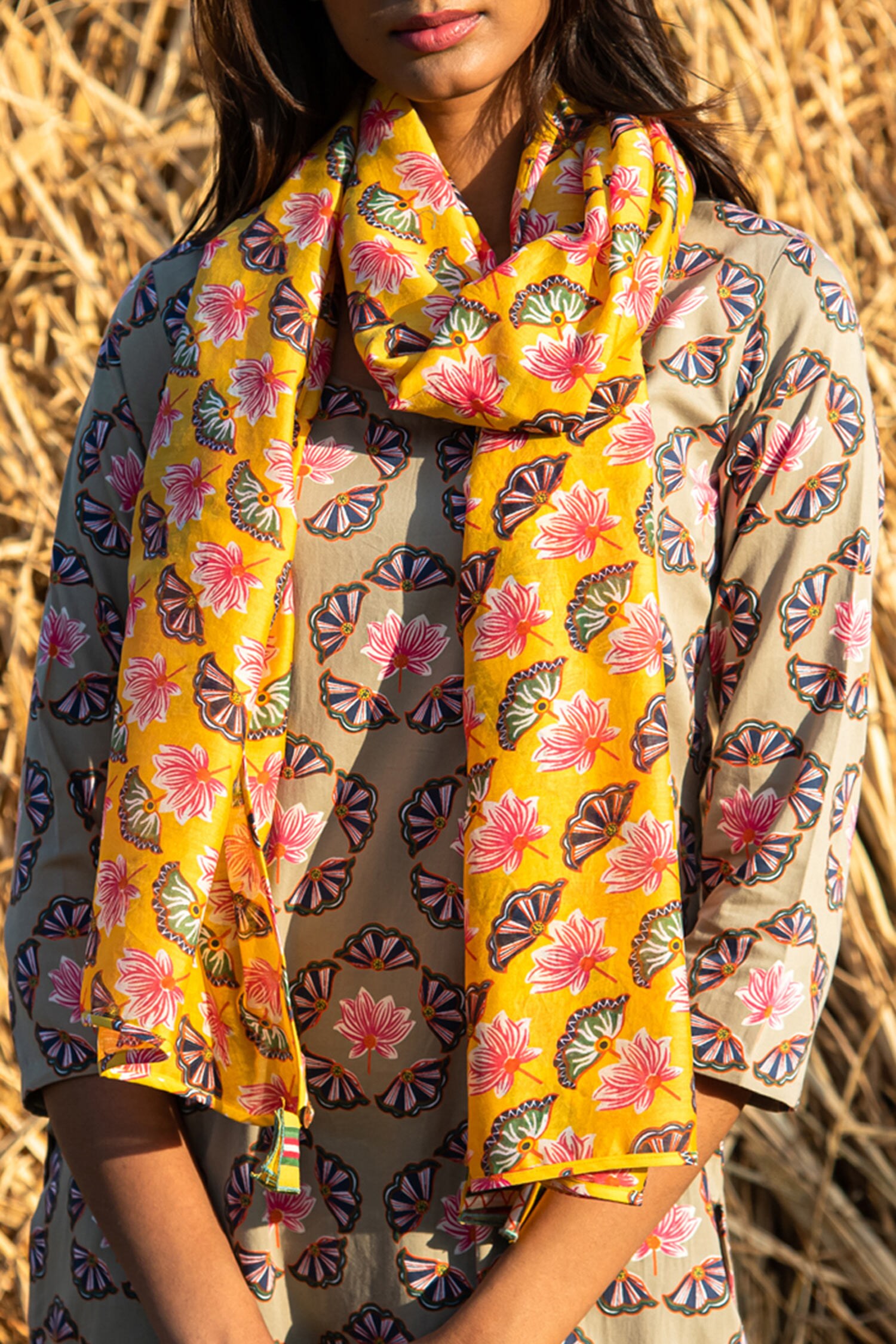 Yellow deals print scarf