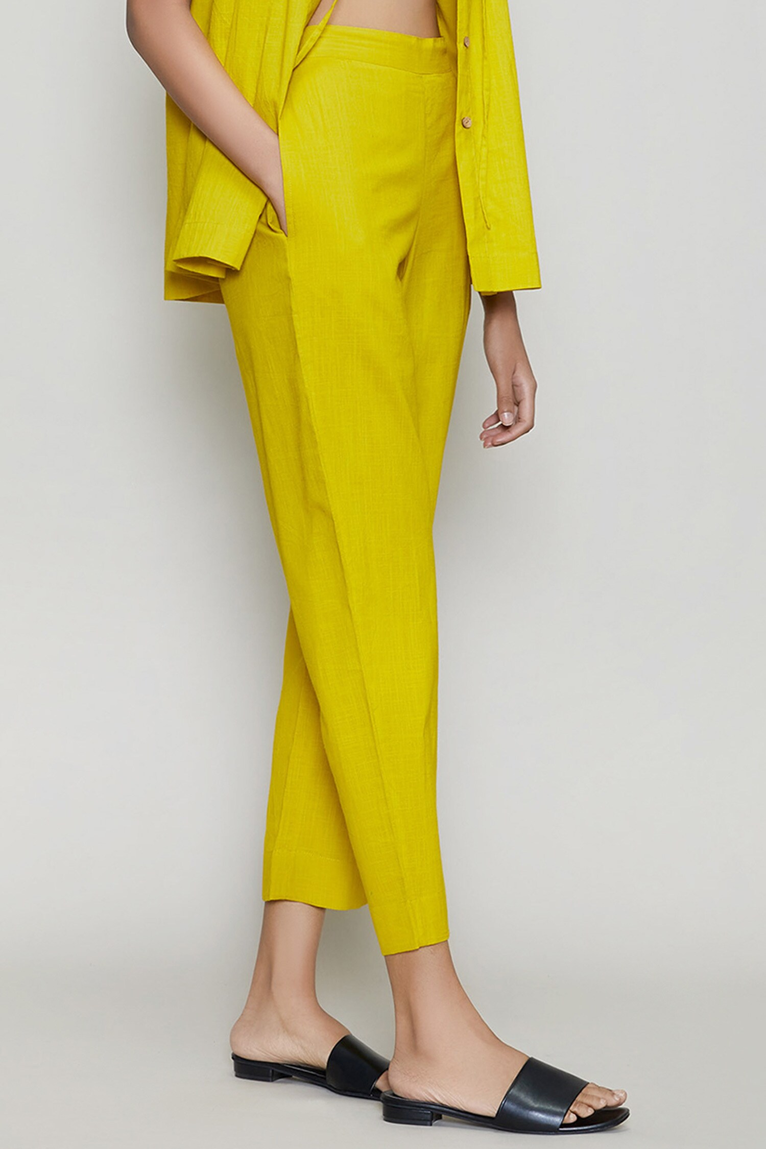 EMBROIDERED JACQUARD TROUSERS  Light yellow  ZARA India
