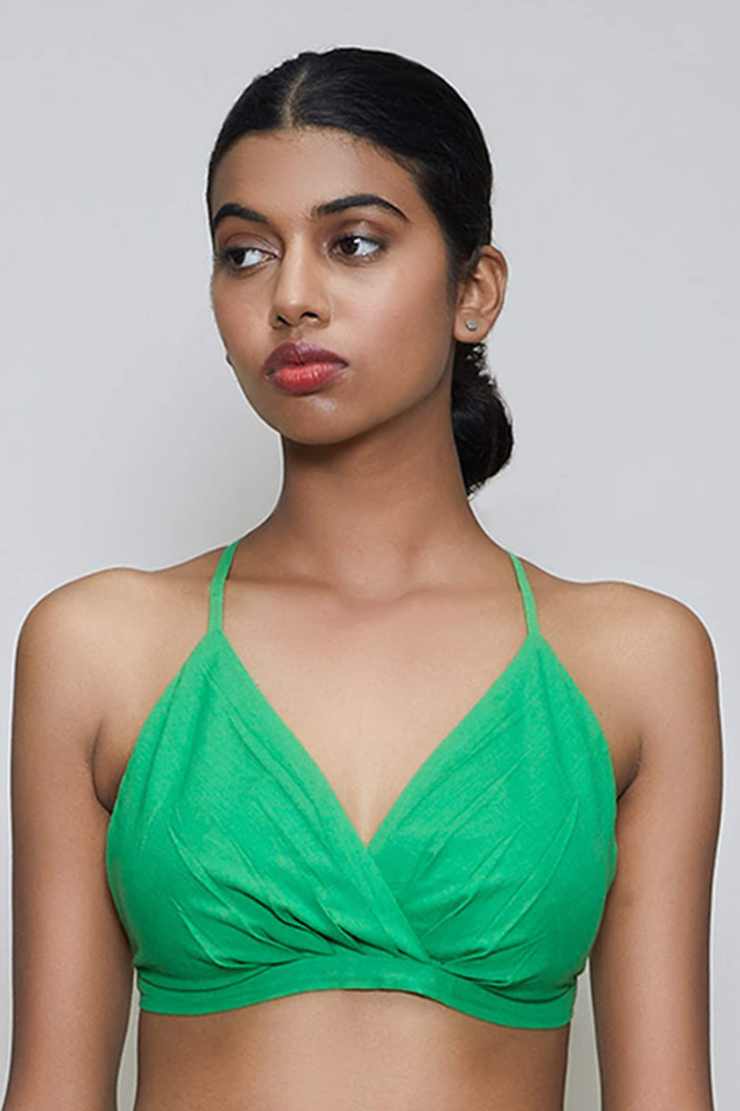 Buy Mati Green Tie Up Cotton Bralette Online Aza Fashions 4722