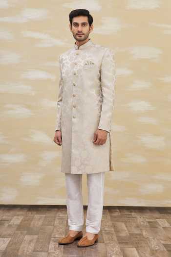 Trifecta fuchsia brocade sherwani