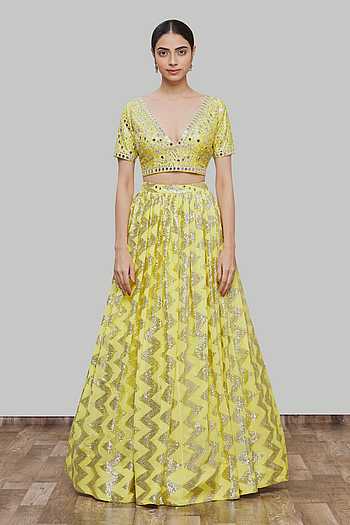 Yellow Embroidery Lehenga Set
