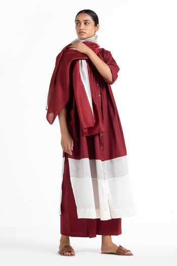 White/ Red Mrinalini Kurta Set