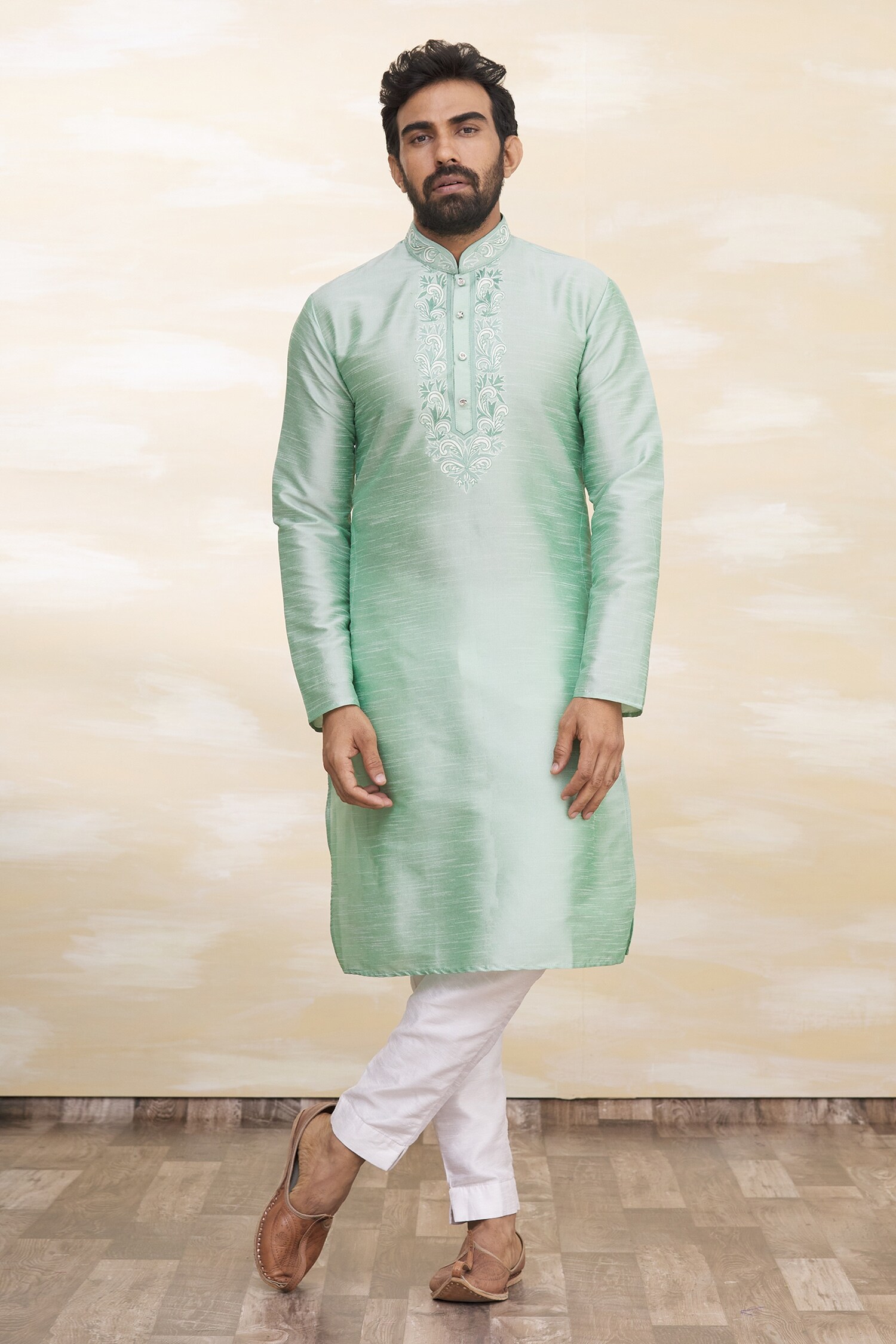 Buy White Silk Kurta Set For Men by Arihant Rai Sinha Online at Aza ...