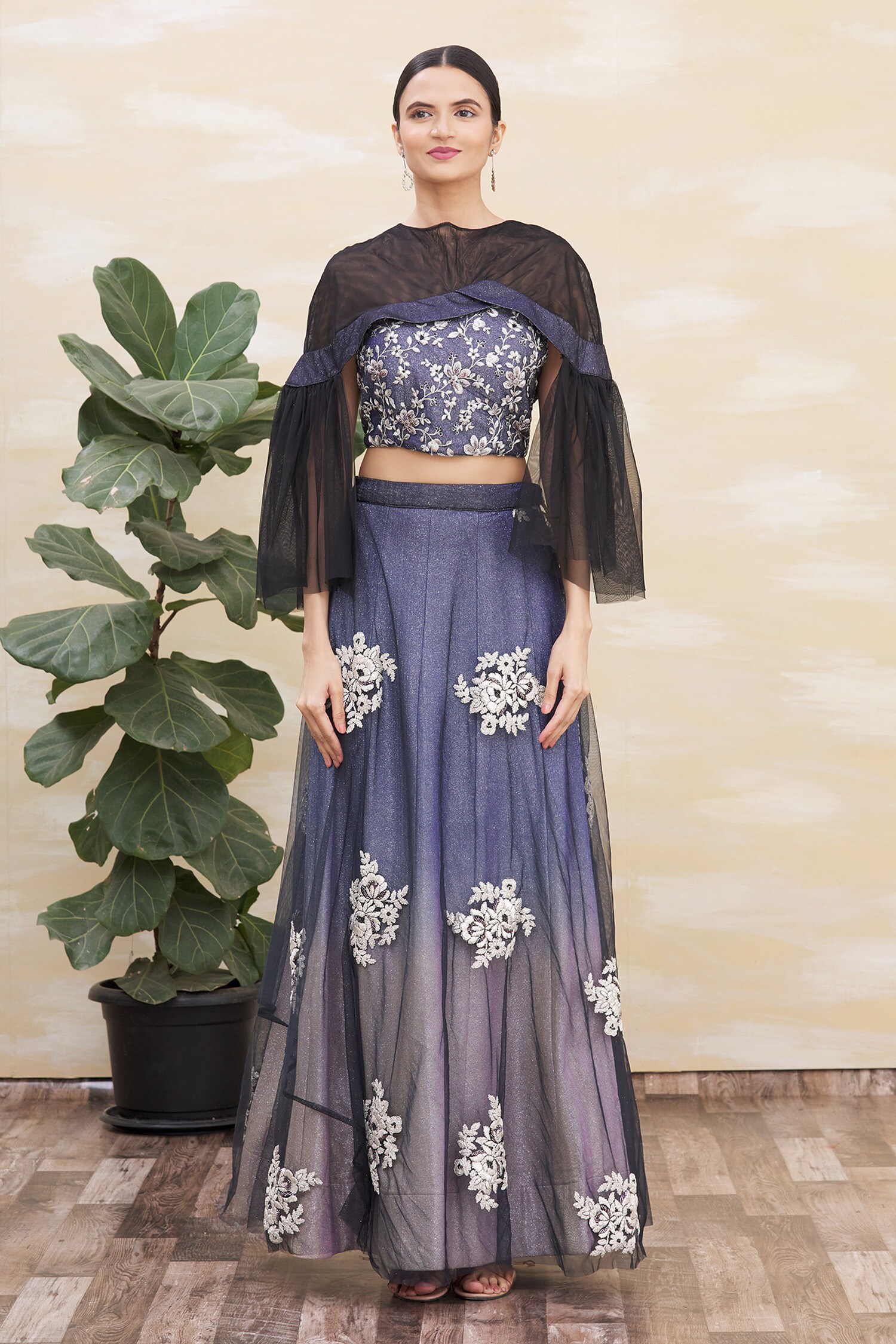Buy Naintara Bajaj Black Embroidered Lehenga Set Online | Aza Fashions