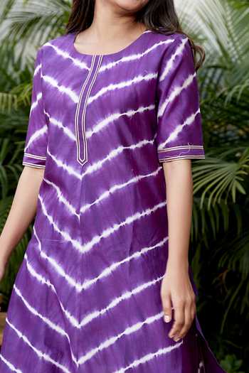 Banjara India Leheriya printed Kurta Set- KP-LHR-Yellow main image 1