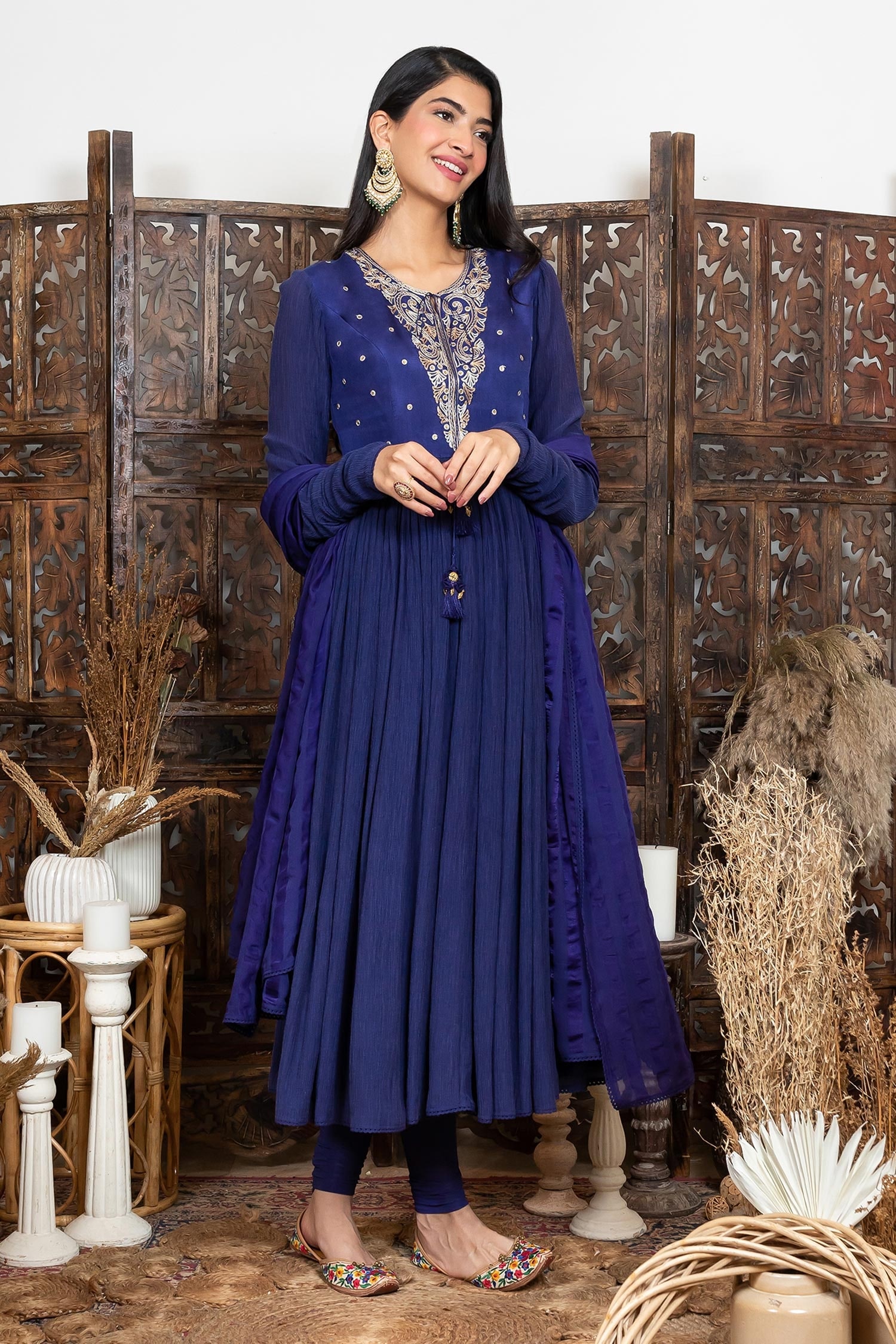 Buy online in India | Imperial Blue Anarkali Set | Label Shaurya Sanadhya