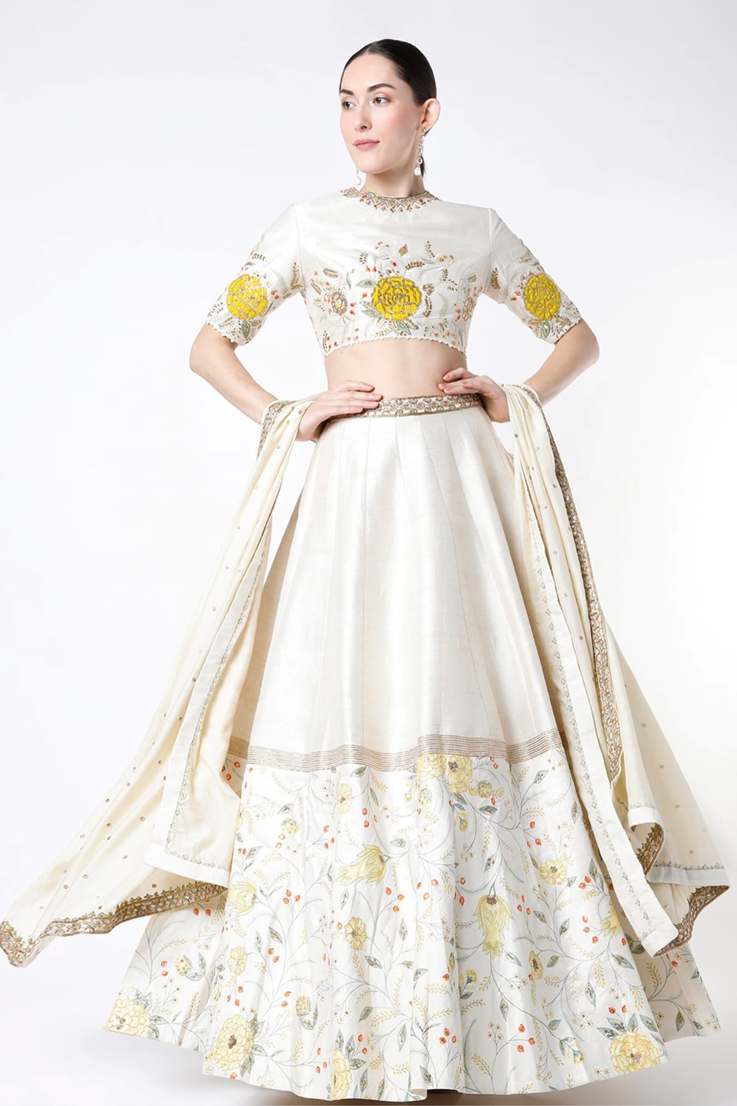 Buy White Lehenga And Blouse Raw & Dupatta Cotton Bridal Set For Women by  Blue Lotus Design Online at Aza Fashions.