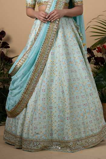 LIGHT BEIGE RAW SILK LEHENGA