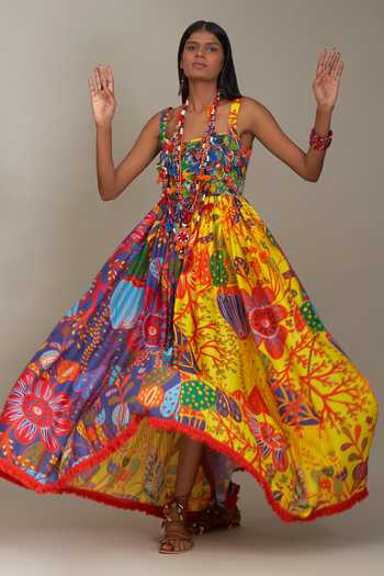 payal jain floral embroidered maxi dress Eclipse Bloom – Lace Appliqué Corset Gown