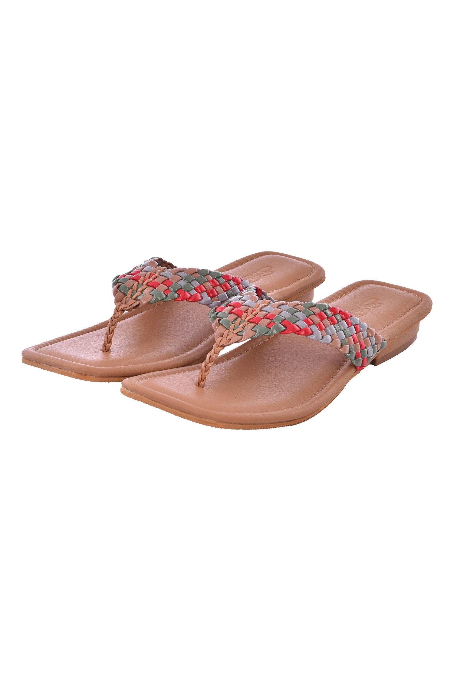 Buy Sole House Multi Color Pu Leather Woven Flats Online Aza Fashions