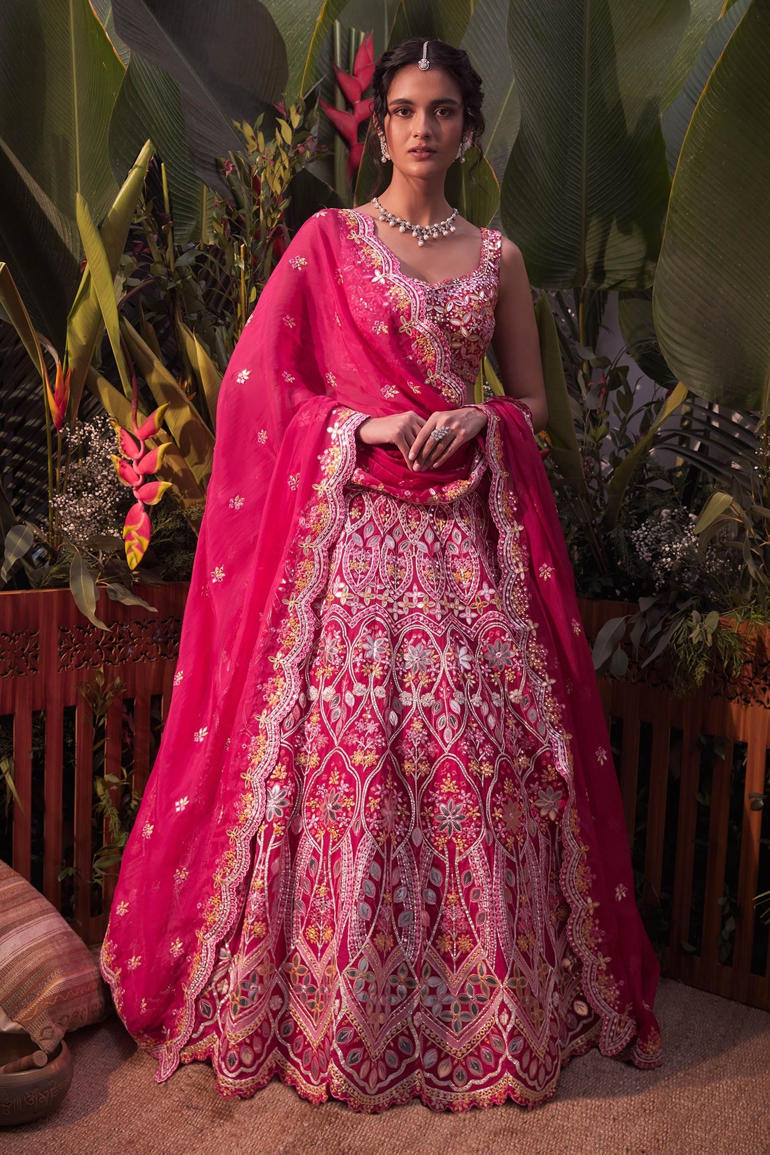 Buy Aneesh Agarwaal Pink Organza Embroidered Lehenga Set Online Aza Fashions 9794