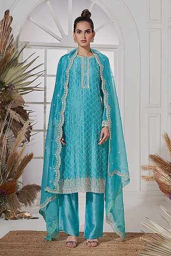 Sequin Embroidered Silk Blend Kurtas