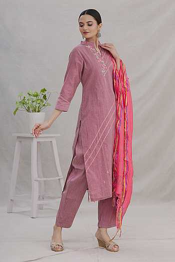 Dusty Pink Massert Cotton Pant Salwar Suits