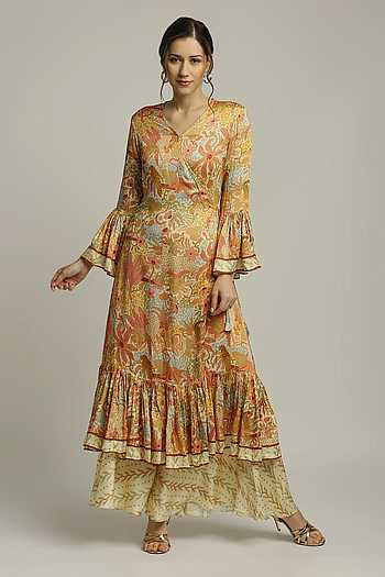 Yellow - Angrakha Cotton Straight Pochampally Ikat Kurta 14