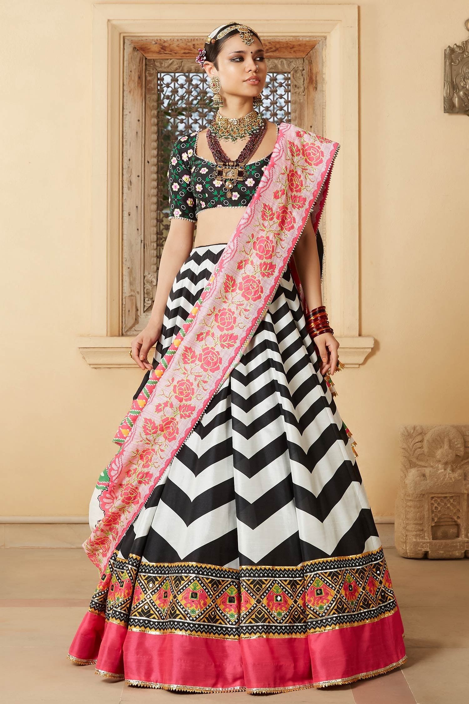 Amazing pink and black color heavy designer sequins lehenga choli –  Joshindia