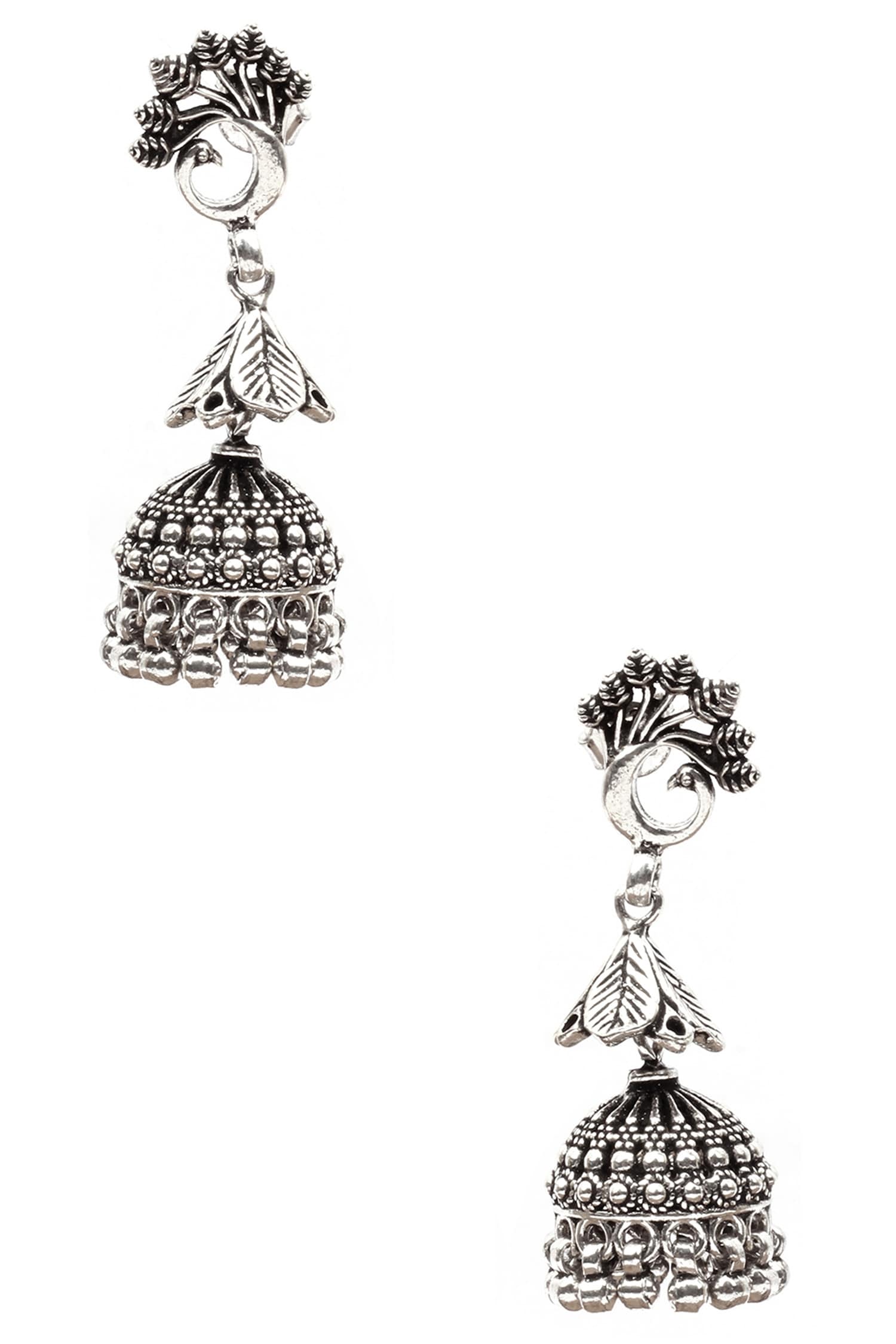 Destiny Jewels Oxidised Traditional Silver Tribal Afgani Crystal Drop Jhumka  Earrings For Women & Girls