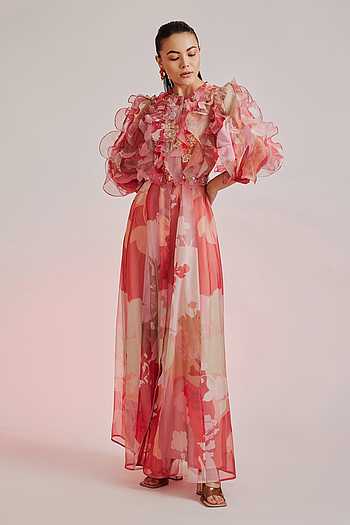 knee length dresses for ladies ORNAMENT PLEATED MAXI DRESS