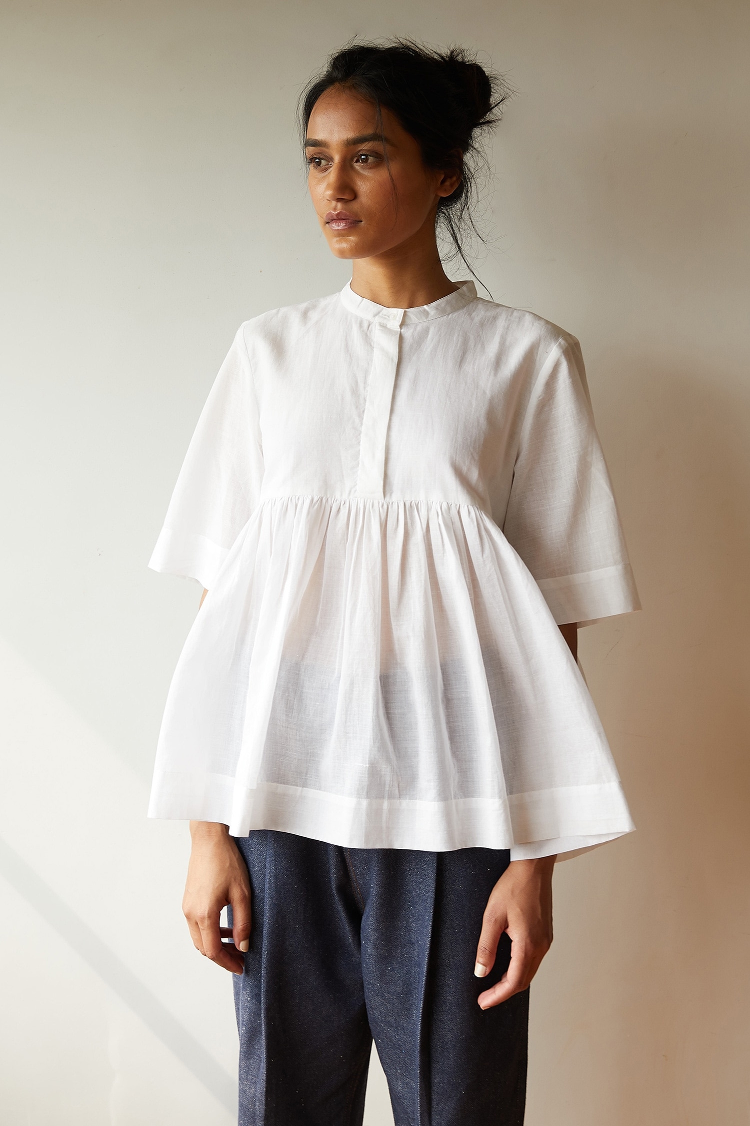 Buy The Summer House White Timothee Handwoven Cotton Peplum Top Online ...