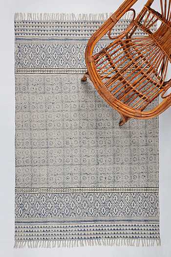 Buy ORNA Cotton Hand Block Printed Rug Online | Aza Fashions