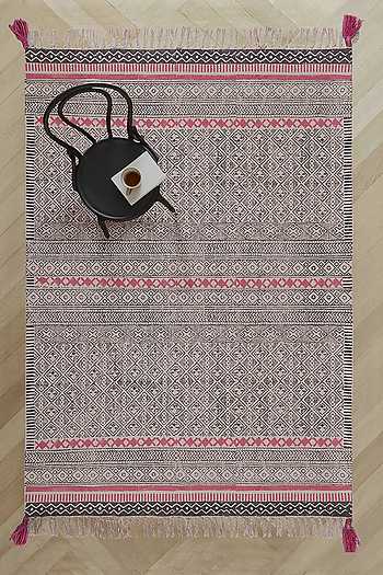 Buy ORNA Cotton Hand Block Printed Rug Online | Aza Fashions