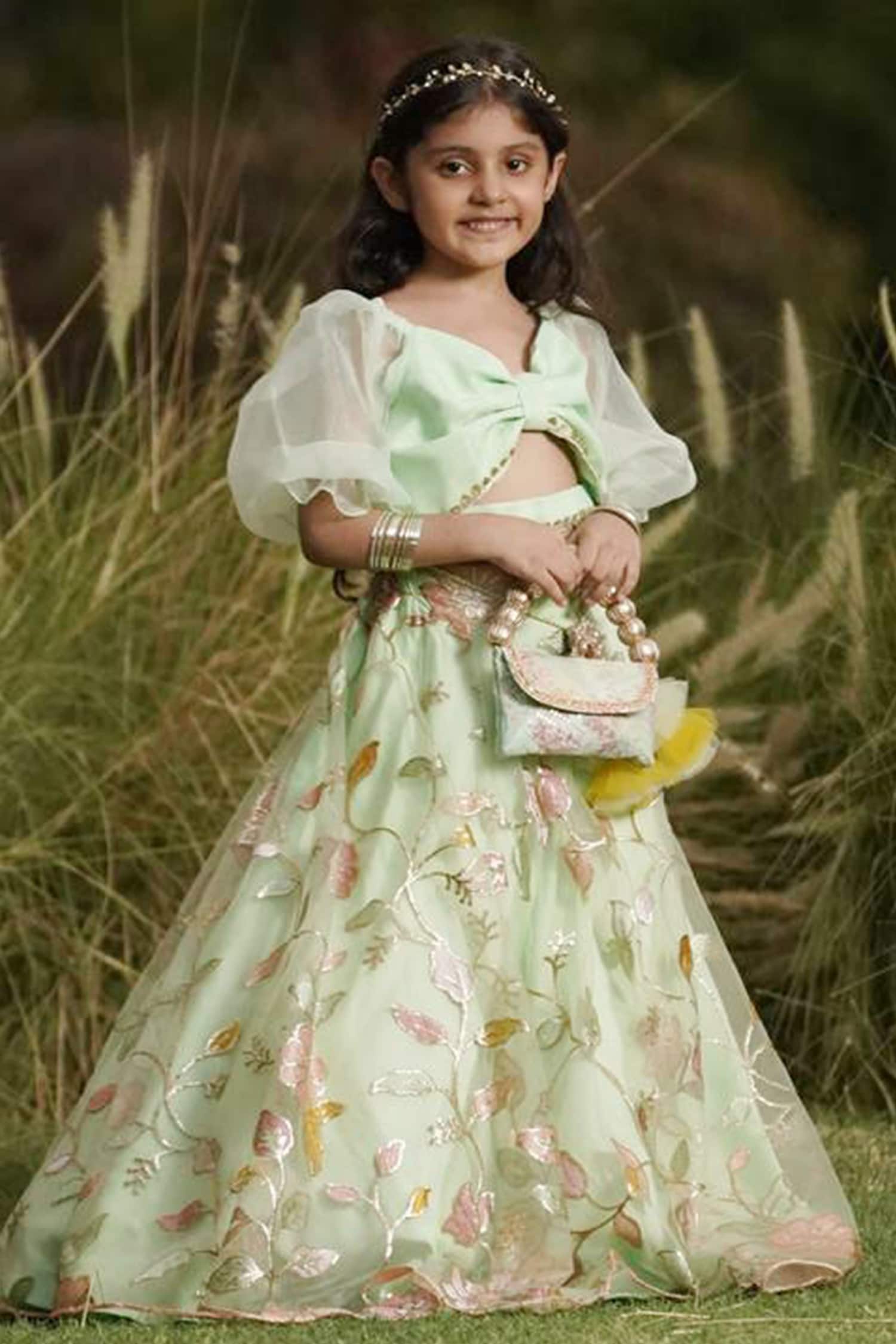 MINT GREEN LEHENGA 'O SOLE MIO' KIDS WEAR – Rajkumari - By Richa Haware