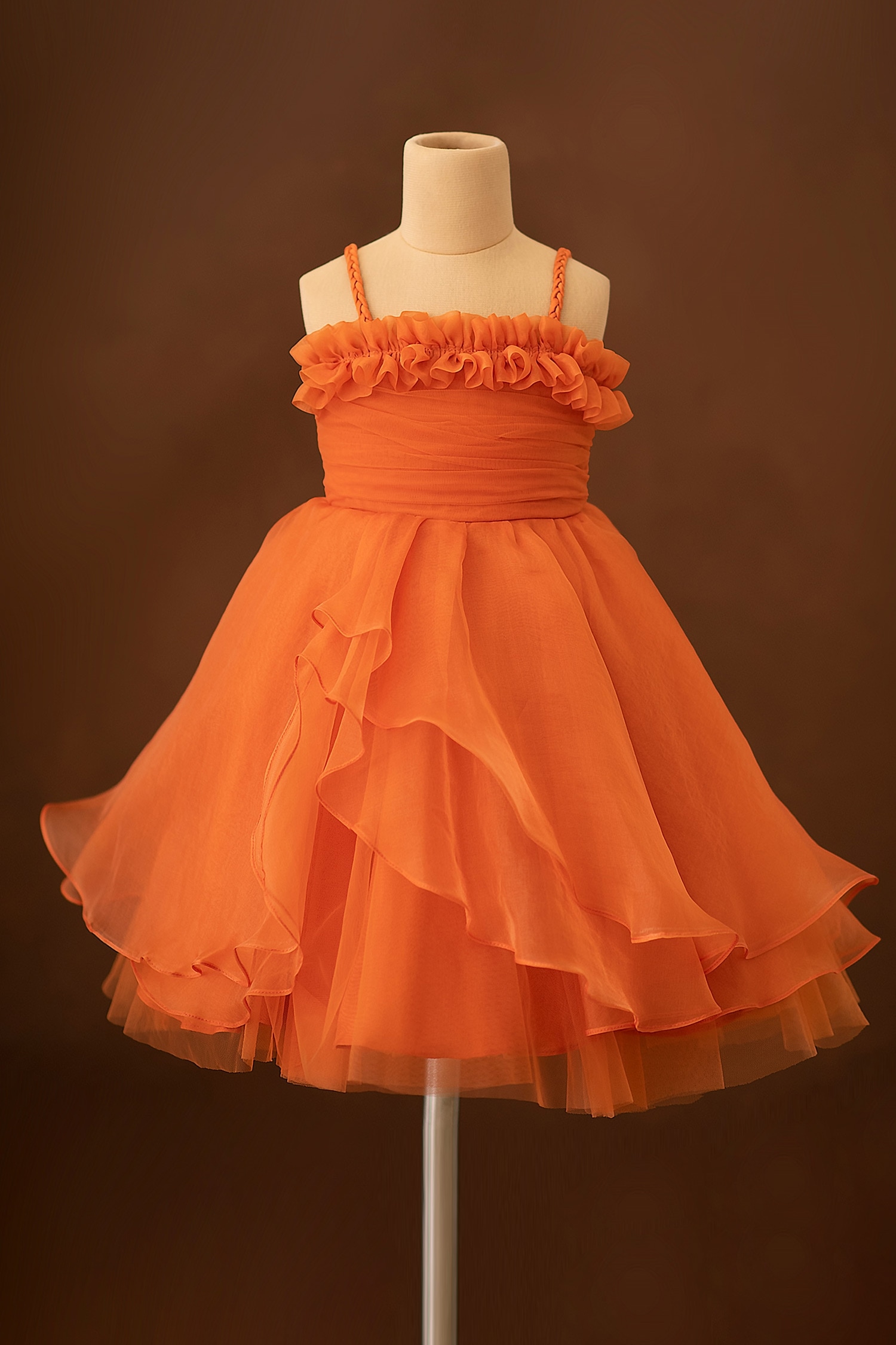 Girls Orange Net Frocks  Dresses Pack Of 1