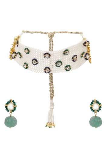 Buy HeerHouse Of Jewellery Cheed Jaali Choker Jewellery Set Online