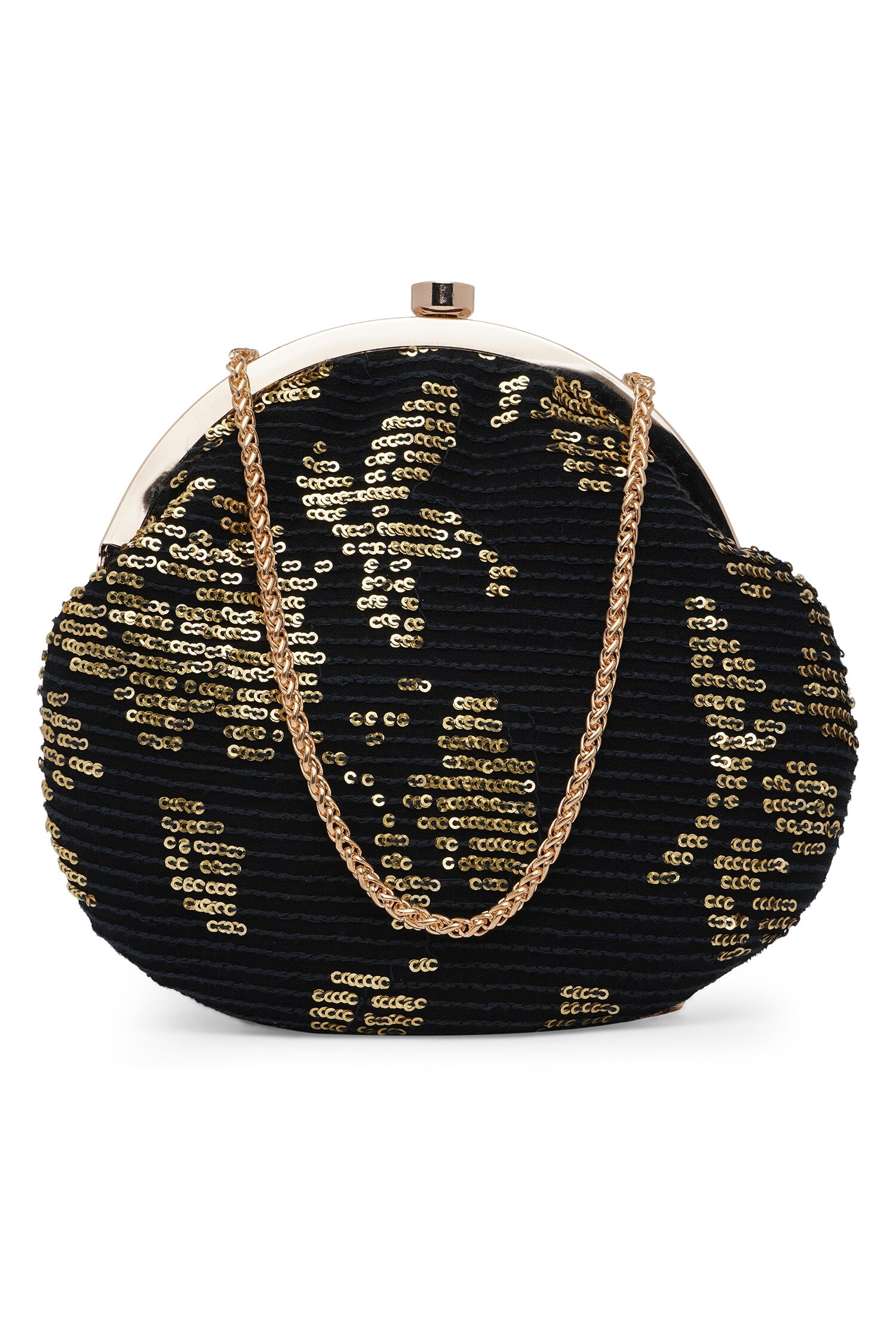 Buy Black Embellished Sequin Clutch With Sling by Richa Gupta Online at