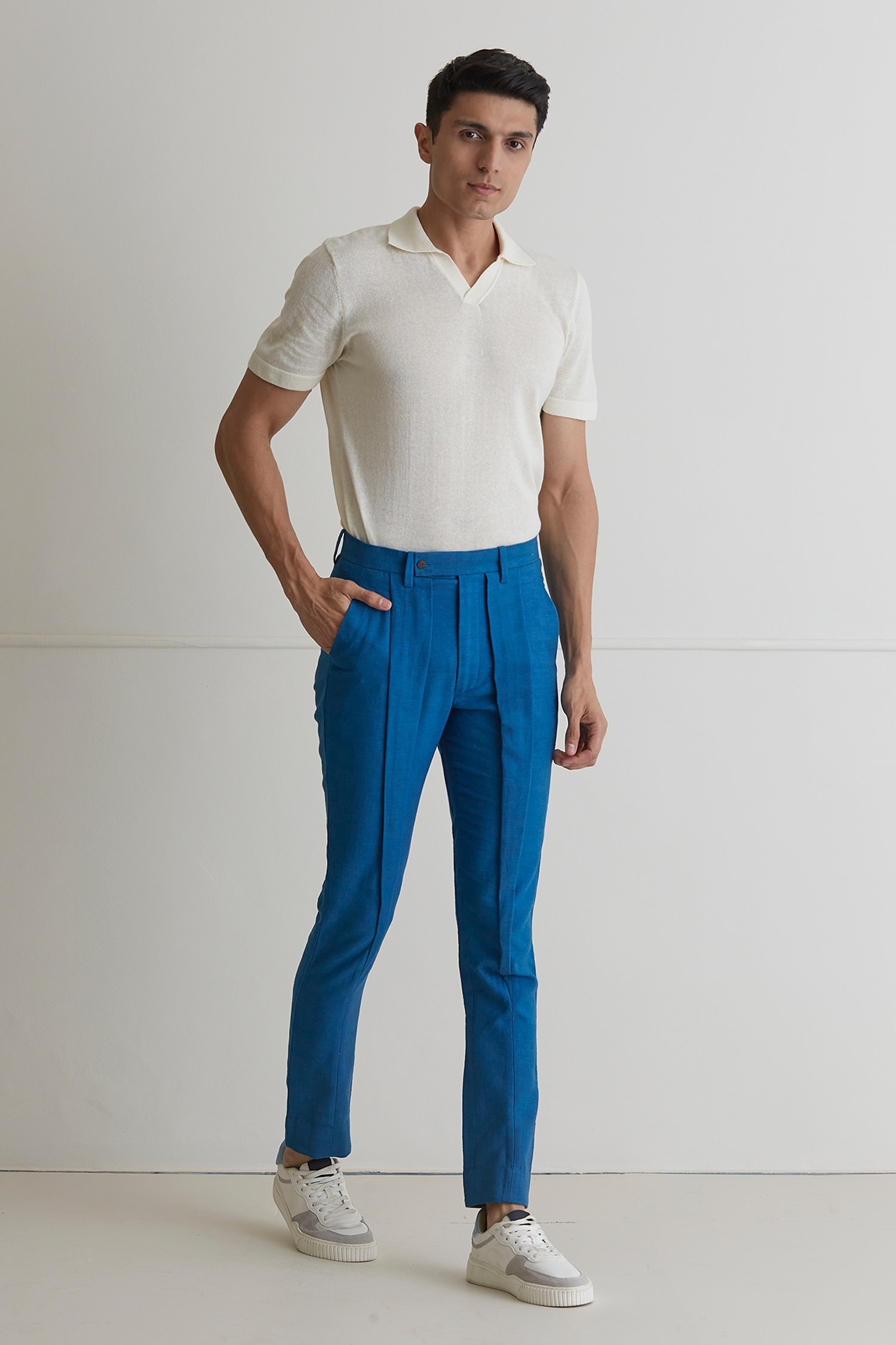 Formal Trouser Buy Men Navy Blue Cotton Formal Trouser Online  Clithscom