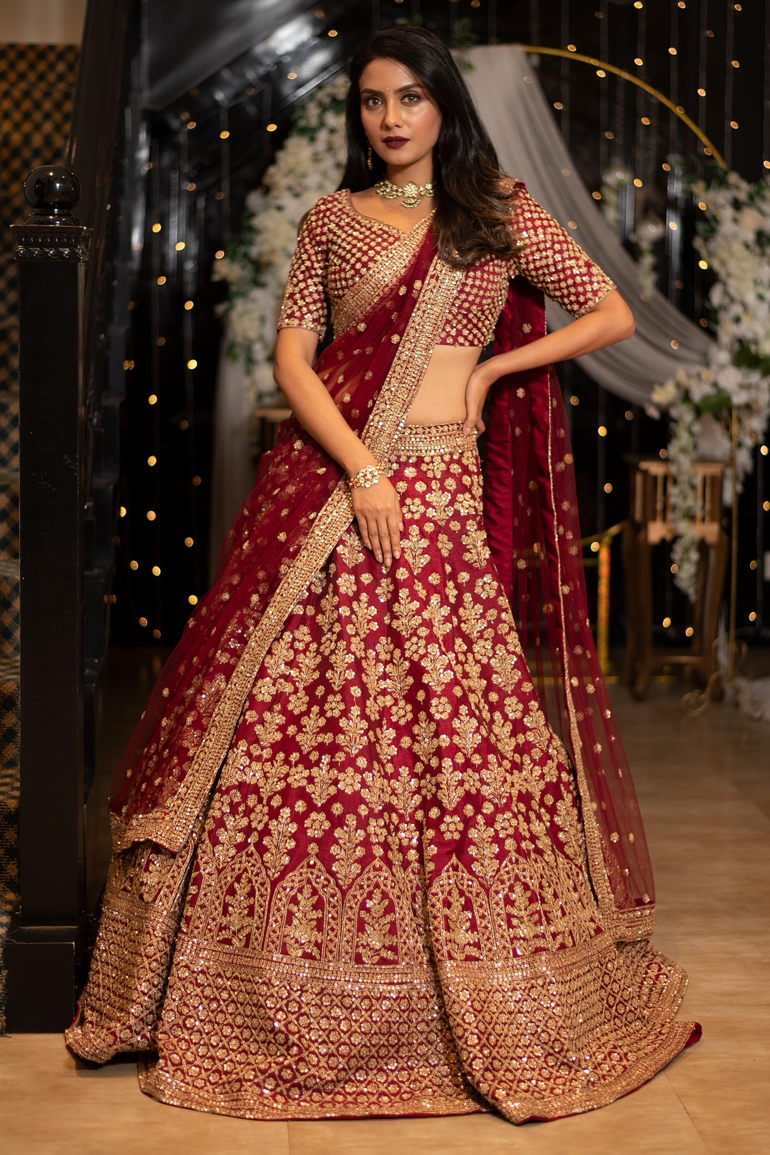 Wine Lehenga - Buy Latest Wine Color Lehenga Choli Online