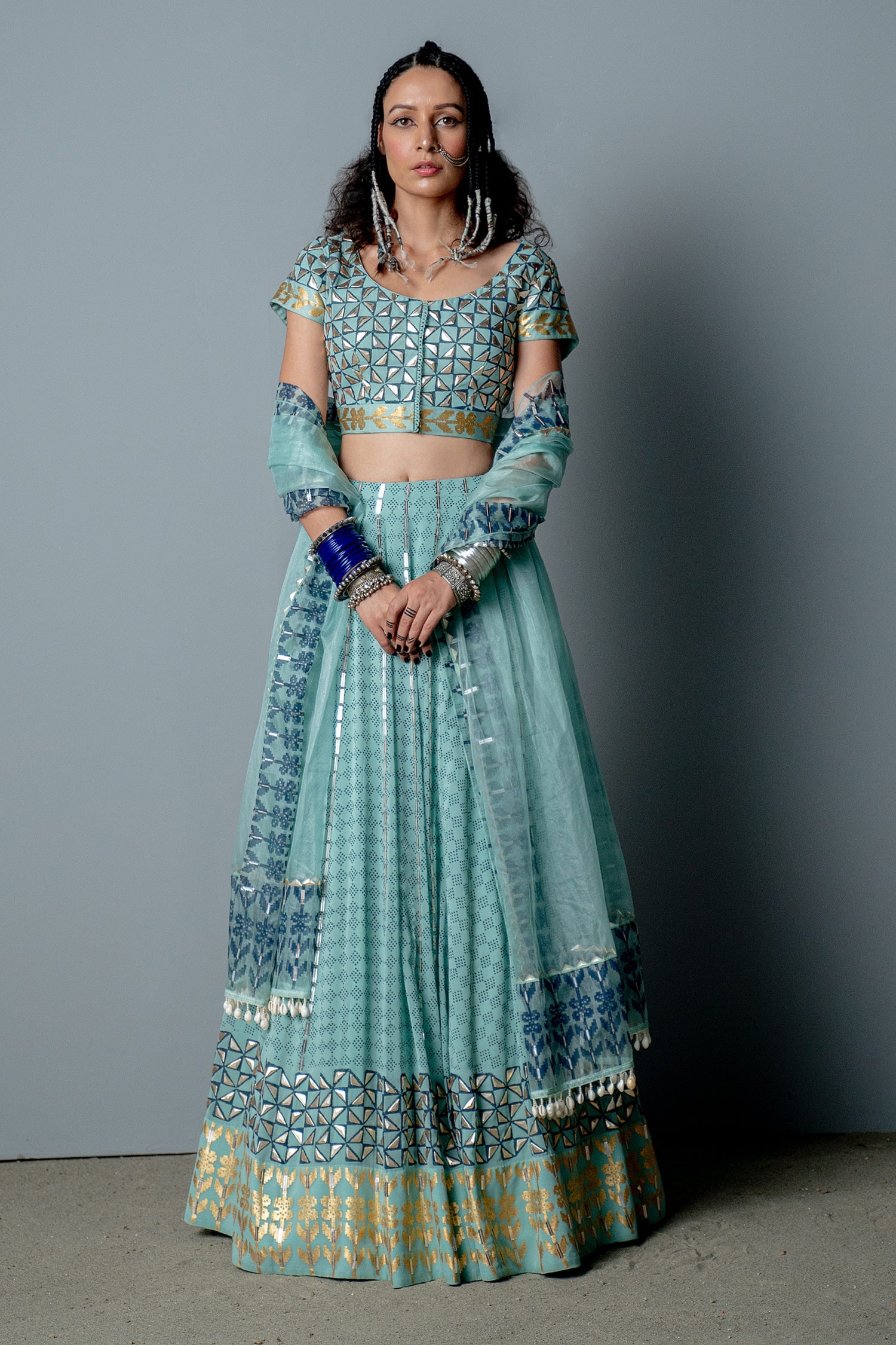 Buy Bollywood Alia Bhatt White and blue Silk lehenga at Isha Ambani  weddingin UK, USA and Canada