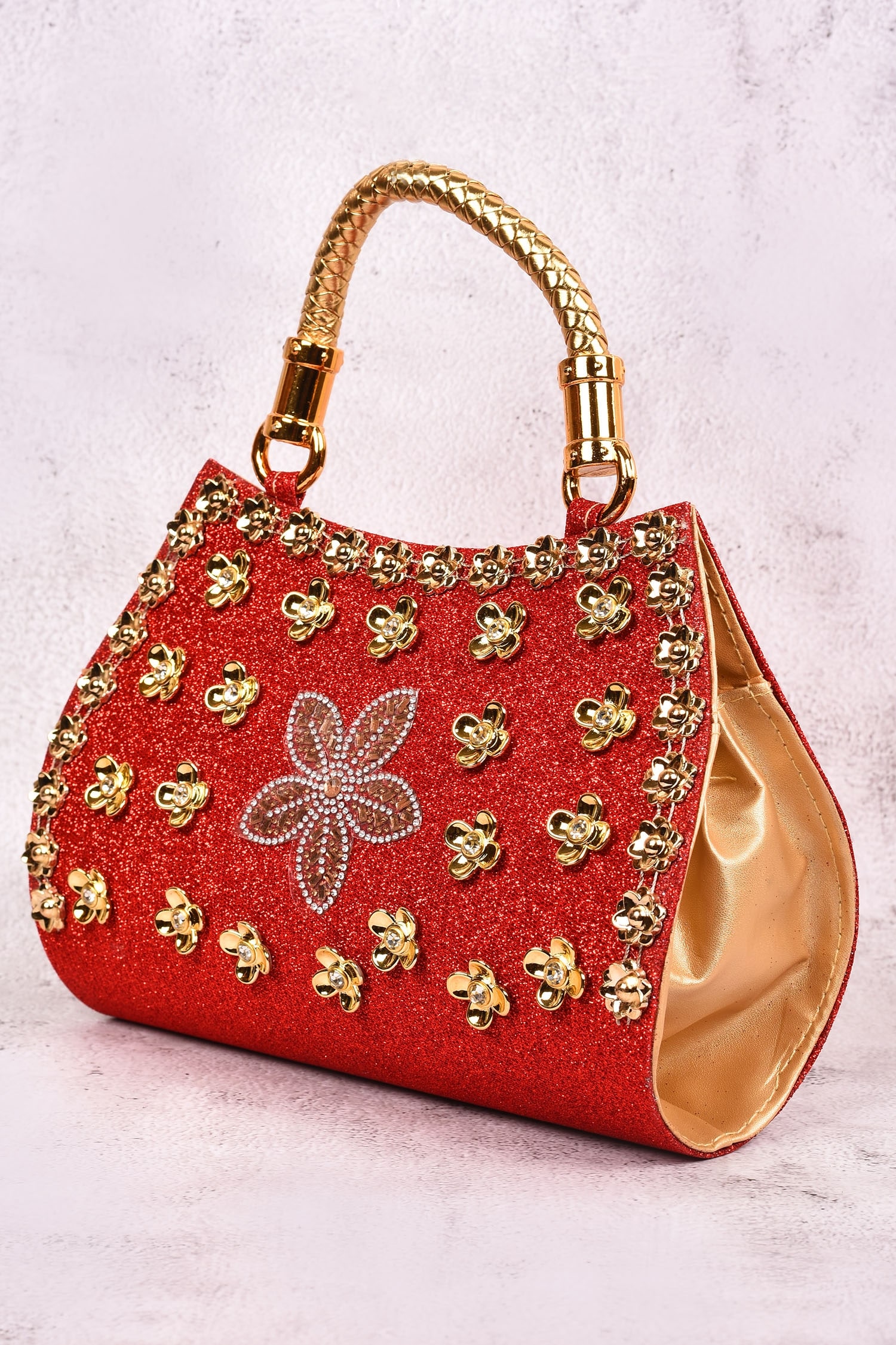 Red color hand-made leather bag for women | Handcrafted in Bengal