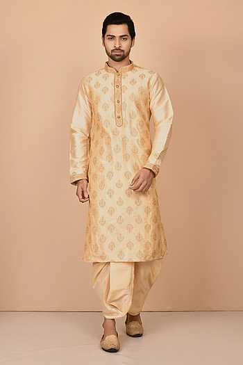 Maroon Kurta Art Dupion Dhoti