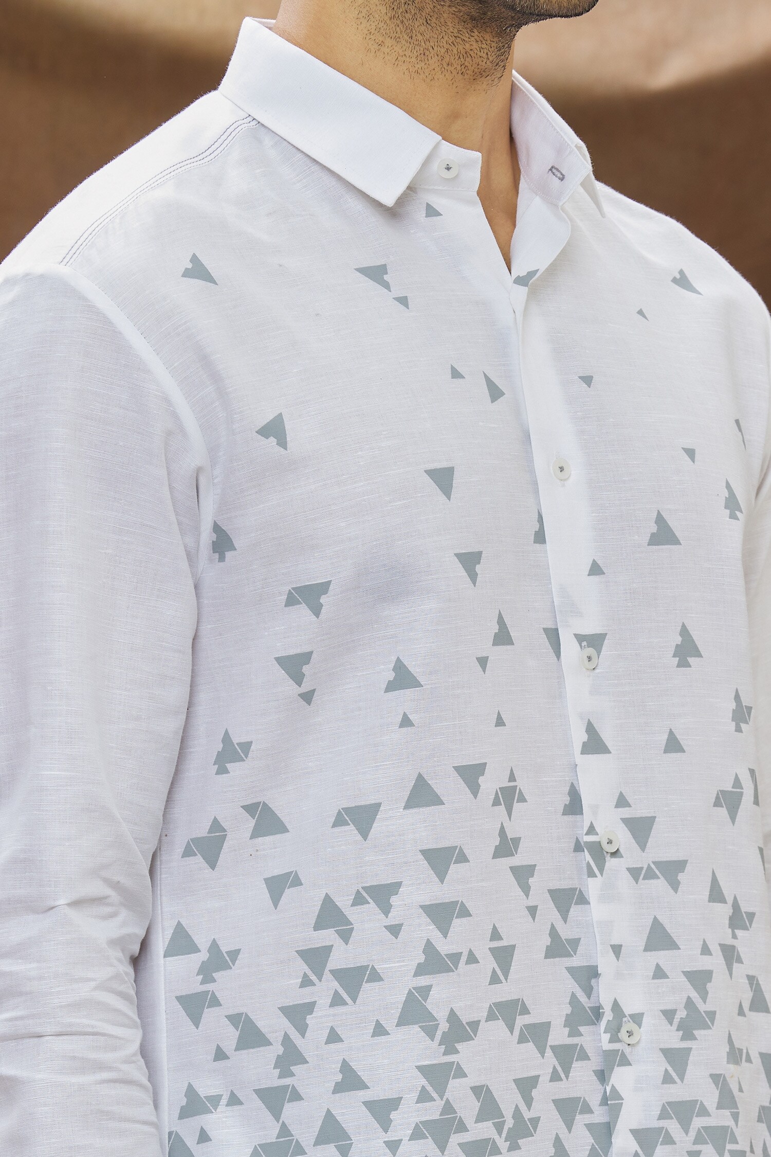 Buy White Poplin Standing Collar Shirt For Men by Vivek Karunakaran Online  at Aza Fashions.