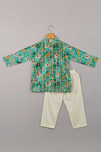 Green Patola Kurta Set With Pant