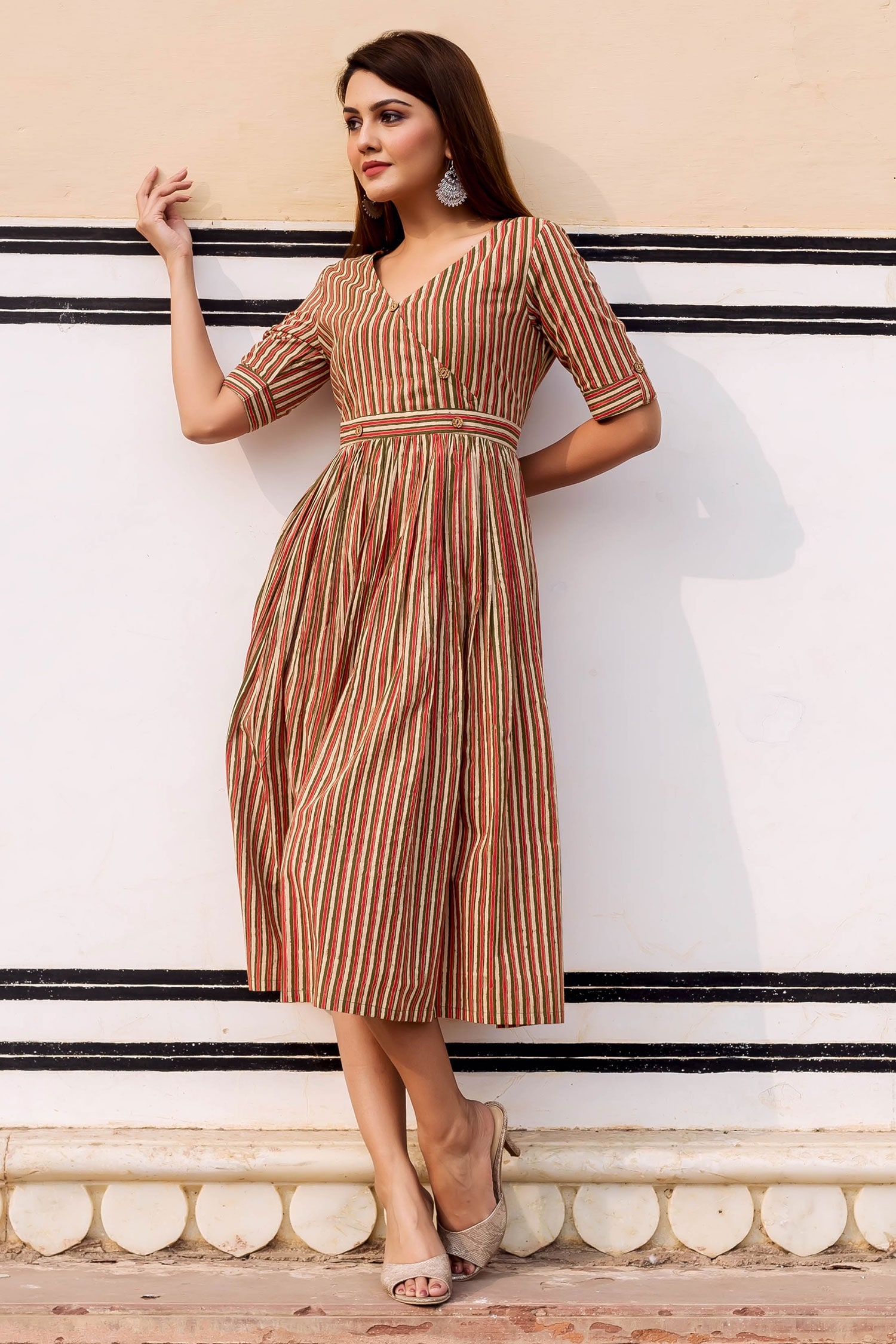 Striped hotsell frock designs