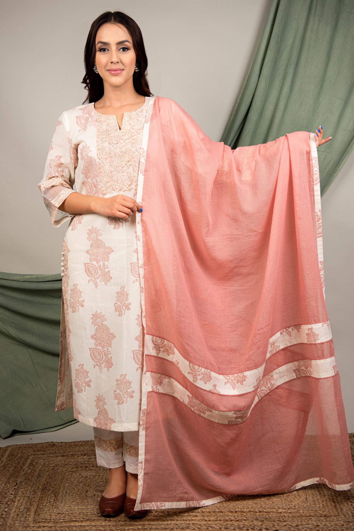 Buy Priya Chaudhary Brown Kota Cotton Dupatta Online Aza Fashions