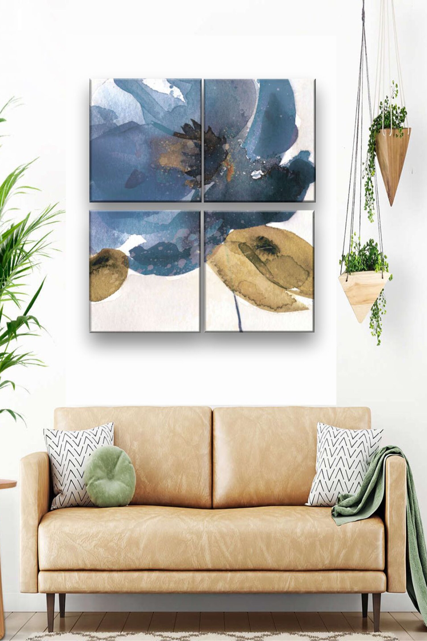 Buy The Art House Floral Abstract Handmade Painting (Set of 4) Online Aza Fashions