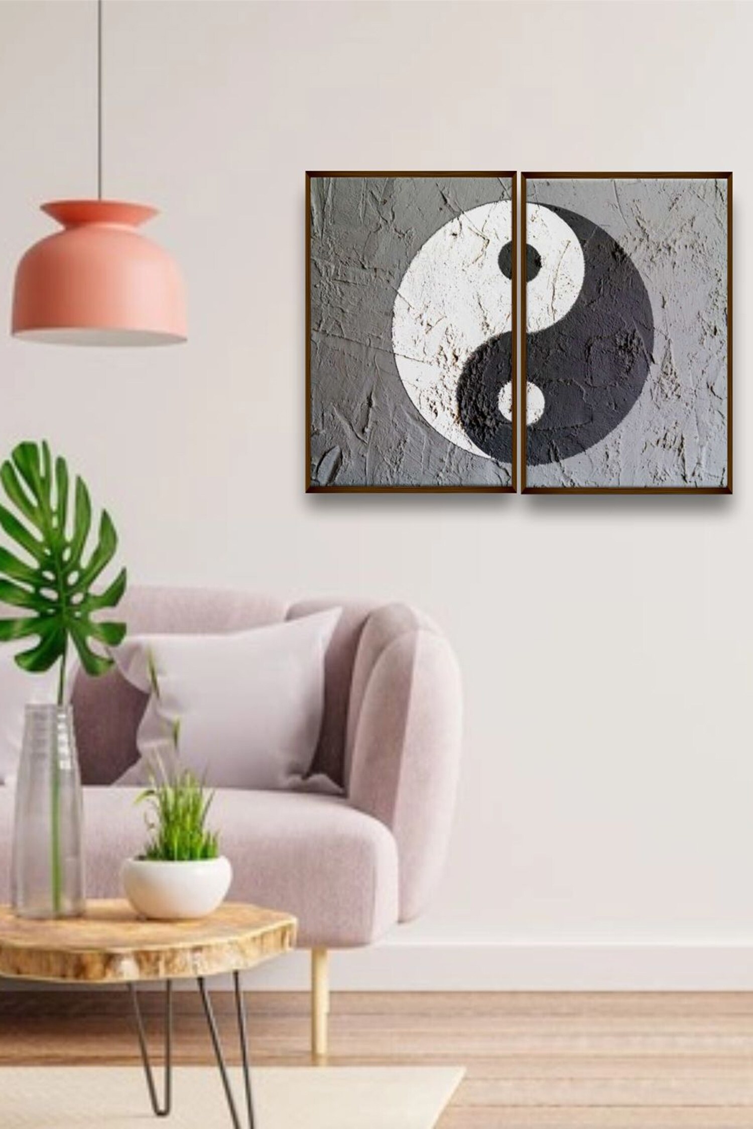 The Art House Textured Yin Yang Handmade Paintings (Set of 2)