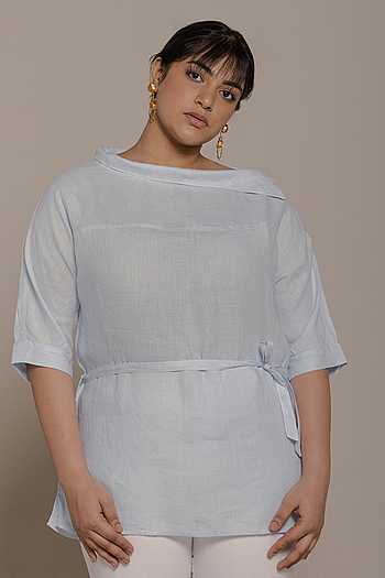 Collared Neck Variation Buy Blue Hemp Solid Collared Neck Asymmetric Top For Women by Reistor ...