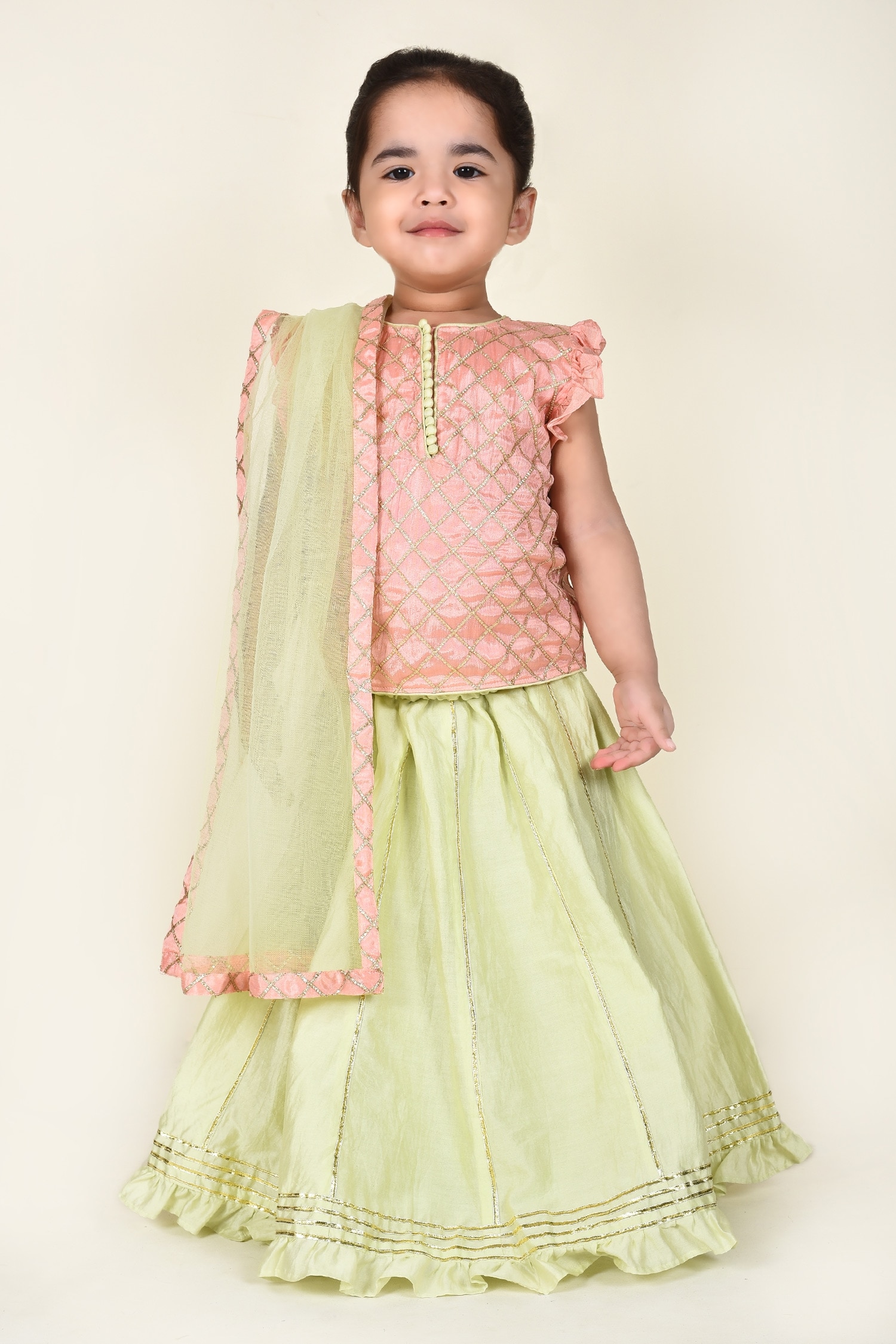 Buy White Georgette Tie Dye Pattern Kurta With Lehenga For Girls by Banana  Bee Online at Aza Fashions.