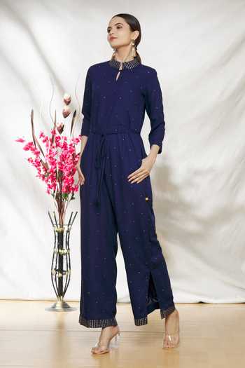 Old Tiralahilacha Fancy Linen Jumpsuit Aquamarine Blue main image 0